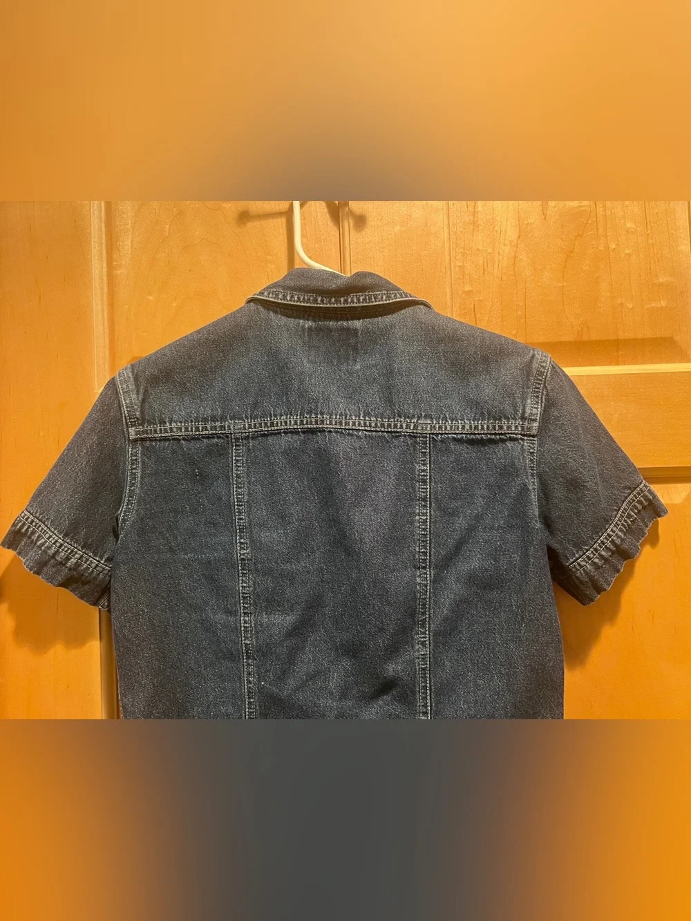 Levi's Silver Tab Women’s Blue Short-Sleeve Denim Collar Cropped Jean Top M